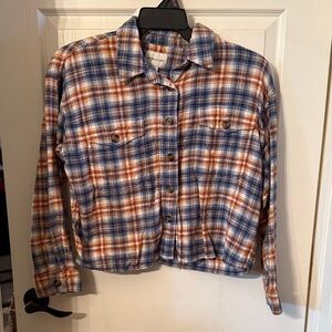 American Eagle Plaid crop waist medium flannel shirt